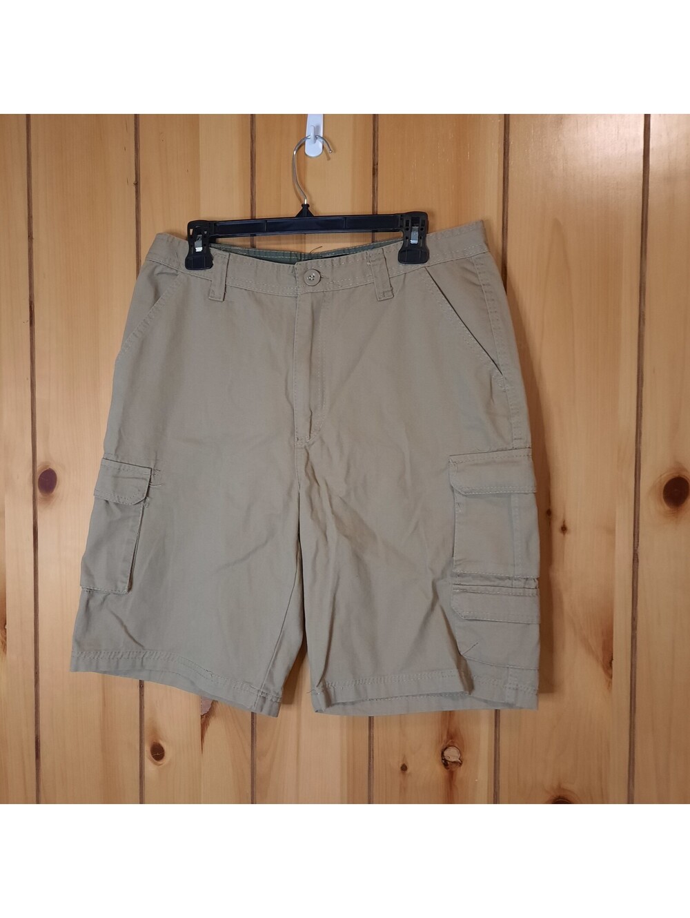 Rugged Wear Cargo Shorts Men's 34 Beige Cargo Pockets